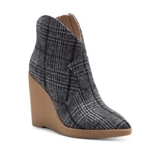 JESSICA SIMPSON Womens 7.5 Crais Black White Plaid Wedge Bootie NEW